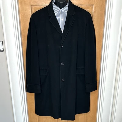 Abrigo vintage 100 % cachemir para hombre hombros negros 42 pecho 50 hecho en EE. UU. Foto 1 de 4