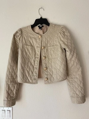 CHAQUETA CORTA PAIGE BEIGE Denim ACOLCHADA BOTÓN DORADO TALLA XS Foto 1 de 3