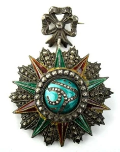 ANTIQUE ISLAMIC ARABIC ARAB MUSLIM MILITARY SILVER & ENAMEL STAR MEDAL ORDER. - Picture 1 of 4