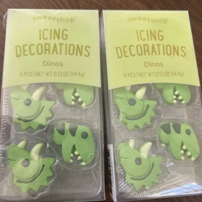 Sweetshop Dinosaur Icing Decorations Set Of 12 Cupcake Cookie Toppers - Изображение 1 из 4