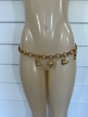 ZARA “LOVE” Dije Cadena Cinturón Talla 31 Pulgadas Tono Dorado Sol Corazón Langosta Cierre Foto 1 de 4