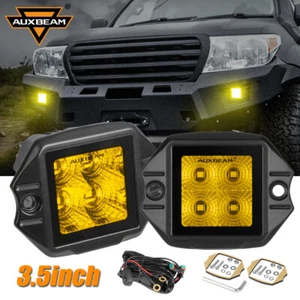 AUXBEAM 2pcs 3.5" Flush Mount LED Work Lights Amber Flood Pods Offroad For Jeep - Picture 1 of 12