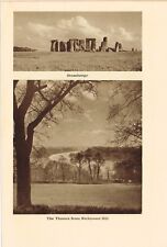 Stonehenge The Thames From Richmond Hill Vintage 1936 Print EL#28