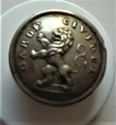 Ancien bouton bombé metal blanc " GARDE CIVIQUE frb RL & Fre PARIS D:17 mm N°12 - Photo 1/2