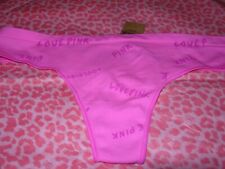 Victoria's Secret Sexy PINK Thong Pantie Seamless Stretch Pink Berry Logos NWT