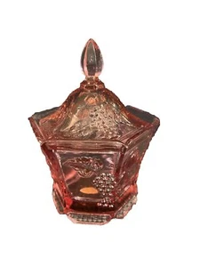 Piatto porta caramelle Indiana Tiara in vetro rosa "uva" coperto - Foto 1 di 4