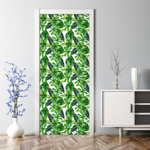 Fresh Green Plants removable Door sticker Watercolour feminine abstract painting