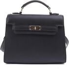 EVVE Women's Top Handle Satchel with Detachable Strap Small Pebbled Leather Cros