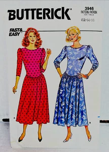 Butterick Sewing Pattern 3946 Size 12-14-16 Tall 👗 🧵🪡 Dress 1986 ❤️ - Picture 1 of 4