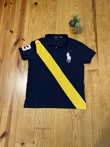 Polo Ralph Lauren Short Sleeve Rugby Classic Shirt Youth M Yellow Diagonal Polo - Picture 1 of 7