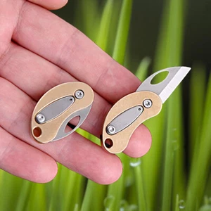 Mini Brass Knife Pocket Keychain Outdoor Travel Portable Folding Knife EDC Tool - Picture 1 of 12