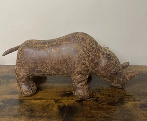 Faux Leather Rhinoceros Rhino Sculptural Decor - Picture 1 of 9