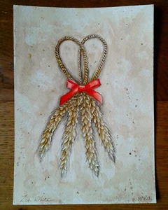 Original watercolour painting. corn dolly, Lammas. By Zoé White. - Picture 1 of 2