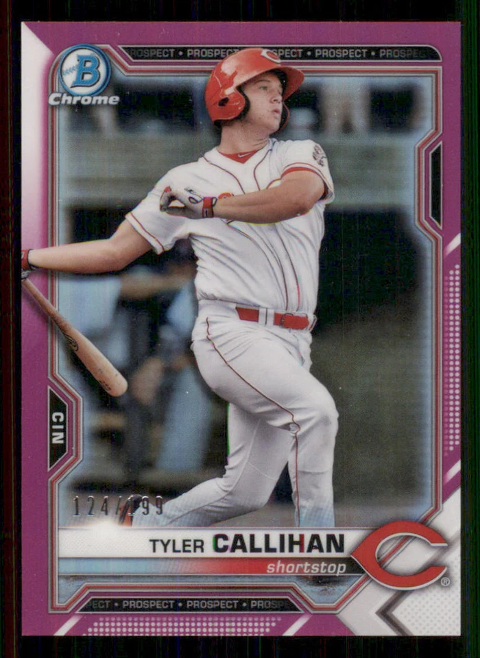 2021 Bowman Chrome Prospects Fuchsia Refractors #BCP91 Tyler Callihan /199 - Image 1 of 2