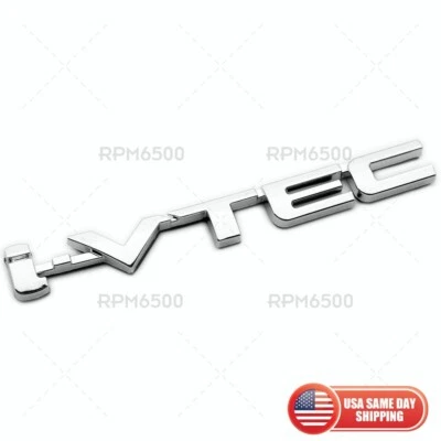 For Honda i-VTEC VTEC Logo Emblem Badge JDM Nameplate Sport Silver Chrome - Image 1 of 4
