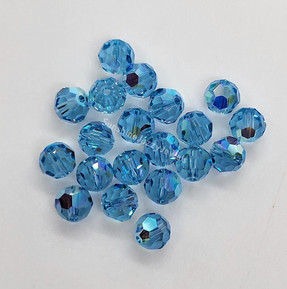 Swarovski Crystal Aquamarine AB Round 5000 Beads; 4mm (24), 6mm (12), or 8mm (6) - Image 1 of 1