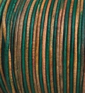 1mm 1.5mm Gypsy Sippa Round Leather Cord High Quality Antique Green/Yellow 71 - Picture 1 of 2