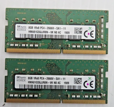 SK Hynix 16GB (2x8GB) 1Rx8 PC4-2666V 1.2v SODIMM LAPTOP RAM HMA81GS6JJR8N-VK - Image 1 of 2