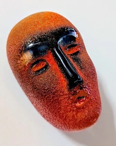 Kosta Boda Bertil Vallien Orange Art Glass BRAINS Head Sculpture #99862, Signed - Picture 1 of 11