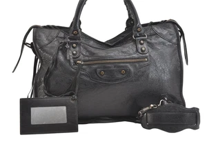 Borsa BALENCIAGA the City in pelle nera 2 vie 115748 Y2K borsa a tracolla Giappone - Foto 1 di 10