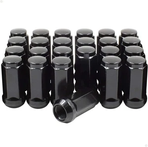 24 Black Lug Nuts 1.9" Tall fits Chevrolet 14x1.5 Trucks 6x139.7 6x5.5 - Picture 1 of 5