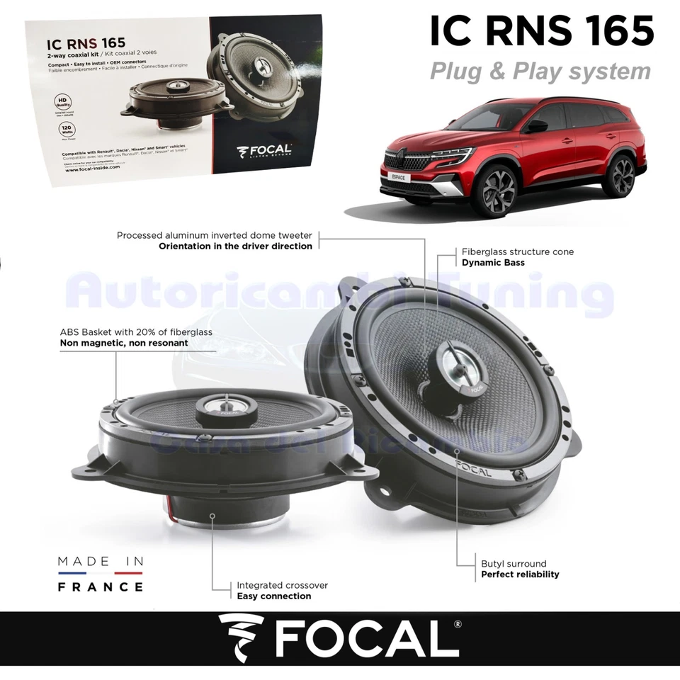 Altavoces Traseros FOCAL Plug Y Play IC RNS 165 Para RENAULT ESPACE VI - Imagen 1 de 4