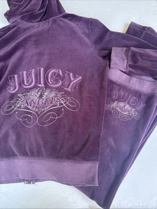 Vintage Juicy Couture Y2k Tracksuit Top Pant M XL Purple Angel P&G Rare Diamonds - Picture 1 of 19