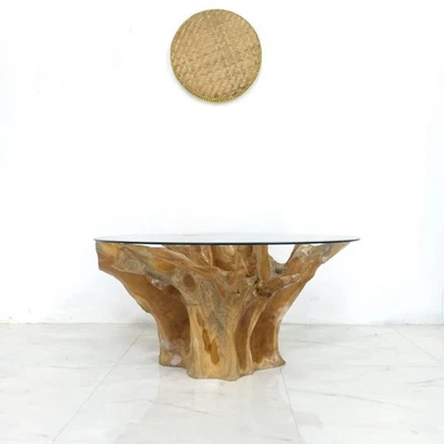 "Mesa de centro de raíz de teca 39"" - Diseño escultórico de borde crudo • Hecha a mano" Foto 1 de 4
