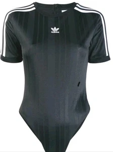 Adidas Originals Trefoil Three Stripes Black Tank Bodysuit Women's Size L - Picture 1 of 14