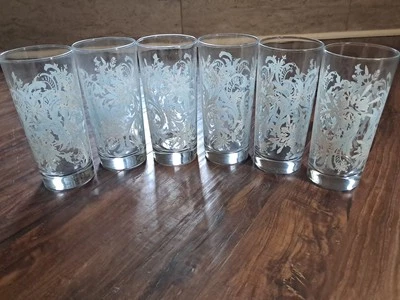 Juego de 6 bolas altas de invierno copo de nieve vintage blanco y azul bebé Foto 1 de 4