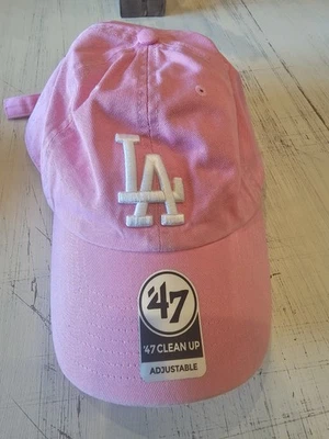 Pink LA Dodgers Hat 47 Clean Up Adjustable Strap Back - Image 1 of 3