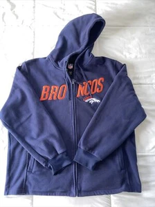 🔥*VERY RARE*NFL Apparel Denver Broncos Navy Blue & Orange Fleece Jacket - XXL - Picture 1 of 6