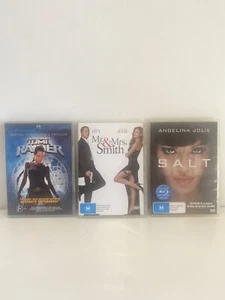 Angelina Jolie 3 DVDs Lara Croft: Tomb Raider Mr & Mrs Smith SALT - Picture 1 of 3