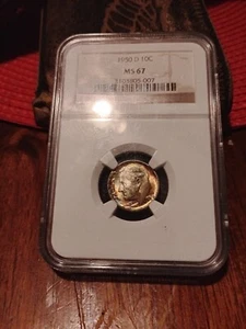 1950 D Roosevelt Dime NGC MS67  Nice Toning Front And Back Gem  - Picture 1 of 5