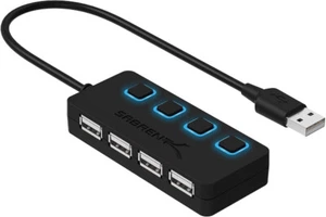 SABRENT 4-Port USB 2.0 Data Hub with Individual LED lit Power Switches for Mac/P - Picture 1 of 9