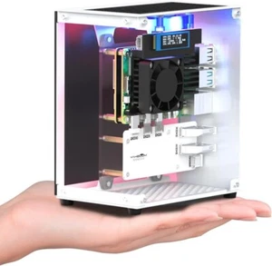 Yahboom Raspberry Pi 5 M.2 SSD PCIe Mini PC Case for Pi 5 with Tower Radiator,RG - Picture 1 of 9