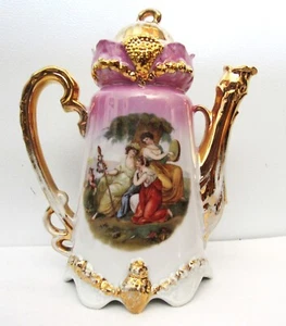 KAFFEEKANNE VIKTORIANISCH SCHÖNE DAMEN LAVENDEL GOLD - Bild 1 von 9