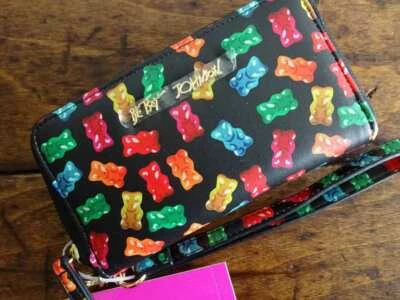 BETSEY JOHNSON Multicolored GUMMI BEARS Candy Faux Leather ZIP WRISTLET WALLET - Image 1 of 4