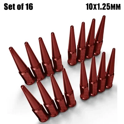 Red Long Steel Spike Lug Nuts - 10x1.25 ATV Can-Am Yamaha Honda Suzuki Kawasaki - Image 1 of 4
