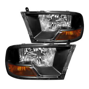 Black Fits 2009-2018 Dodge Ram 1500 2010-2019 Ram 2500 3500 Headlights Lamps