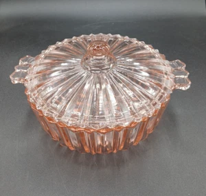 Fortune Pink Covered Candy Appetizer Trinket Dish Anchor Hocking Gift - Picture 1 of 10