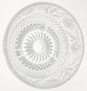 "Tazón de vidrio pesado con patas de cristal corte borde de sierra 3 pies diámetro 8 1/8" - Imagen 1 de 3