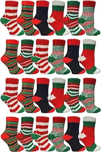24 Pairs Yacht & Smith Womens Warm And Cozy Fuzzy Socks, Colorful Winter Socks - Picture 1 of 6