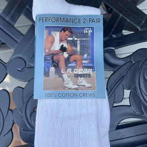Calcetines vintage LA Gear para hombre talla 10-13 blancos Crew Los Angeles NOS - Imagen 1 de 5