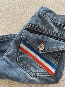 Vtg Coogi Australia Jean Shorts Embroidered Stripe Baggy Kid Size 6 Boy Girl - Picture 1 of 20