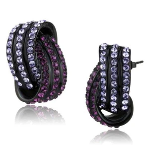 Pendientes de cristal púrpura enchapados en acero inoxidable negro TK316 - Imagen 1 de 1