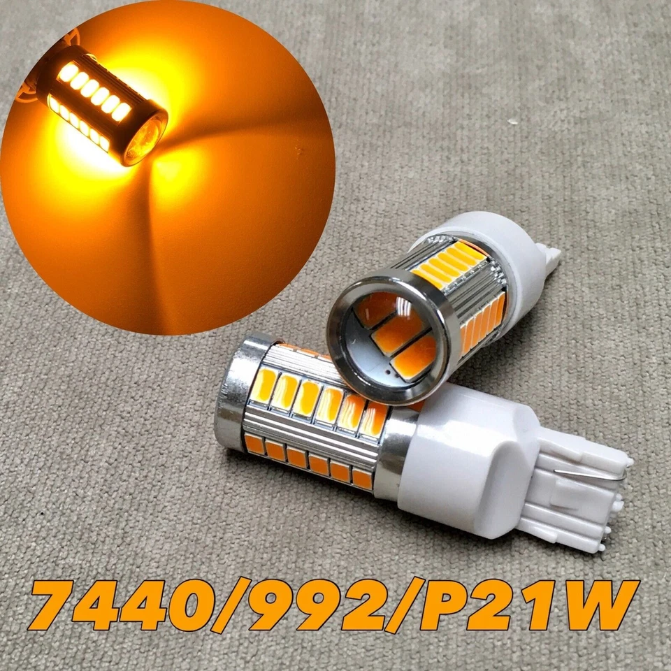 Luz de seta traseira T20 7440 992 WY21W 33 LED lâmpada âmbar compatível com V W Saab - Imagem 1 de 1