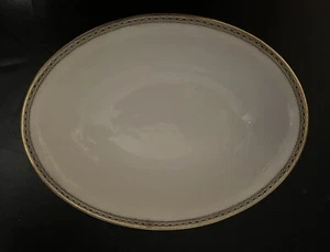 Heinrich Oval Serving Bowl; Claridge. Black Geometric Design On White. - Picture 1 of 4