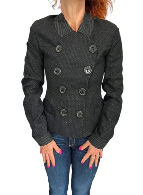 MARC JACOBS ЧЕРНЫЙ ГОРОШЕК ДВОЙНОЙ ГРУДЬЮ ШЕРСТИ КУРТКА BLAZER 2-4 - Изображение 1 из 4