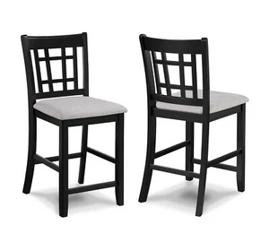6pc Contemporary Style Counter Height Dining Chairs Wooden Fabric Gray - Picture 1 of 5